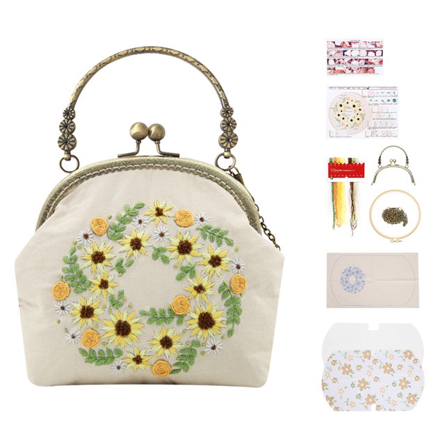 Cartera de mano bordada Jadeshay DIY, Bolsa de bordado, material de costura