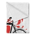 thumbnail image 2 of Love Soft Flannel Fleece Throw Blanket, Bike Illustration Heart and Drops Modern Hipster Fashion Retro Artwork, Cozy Plush for Indoor and Outdoor Use, 50" x 70", Orange Black, by Ambesonne, 2 of 5