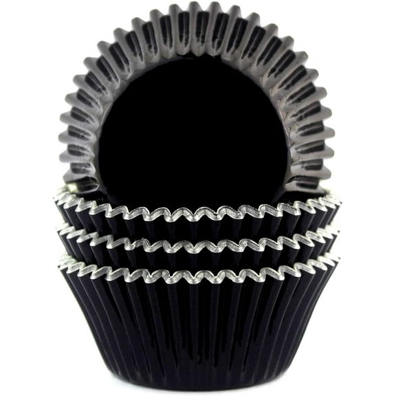 Siloon Foil Cupcake Liners Standard Baking Cups 100 Pcs (Black)