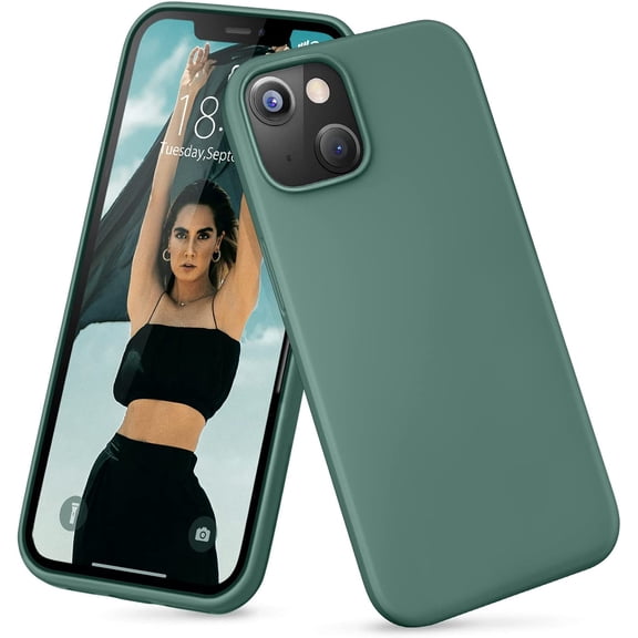 DTTO iPhone 13 Case, Shockproof Silicone [Enhanced Camera and Screen Protection] , Midnight Green