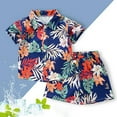 thumbnail image 2 of TAIAOJING Toddler Boys Hawaii Outfits Sets 2Pcs Set Summer Beach Button Down Shirt Tops + Shorts For Kids Leisure 2-3Y, 2 of 3