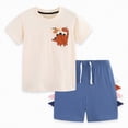 thumbnail image 6 of TOWED22 Toddler Infant Baby Boy Outfits 2 Pieces Round Neck Short Sleeve T-Shirt Casual Cargo Pocket Shorts Print Clothes(Beige,6-7 Y), 6 of 9