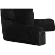 Medium Husband Pillow Aspen Edition - Perfect Pillow With Arms for Reading & Bed Rest - Removable Neck Roll - Premium Shredded Memory Foam - Cover Reverses to Microsuede or Microfiber, Stable Black