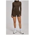 thumbnail image 2 of Top-kevin Womens Workout Sets Two Piece Long Sleeve Jacket Matching High Waist Shorts Sets Fall Winter Gym Work Out Clothes, 2 of 16
