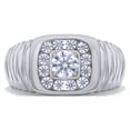 thumbnail image 2 of White Cubic Zirconia Wedding Band Ring For Men's In 14k White Gold Over Sterling Silver, 2 of 8