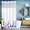 thumbnail image 6 of Blue Purple Flower No Hooks Shower Curtain with Snap-in Liner Spring Purple Lavender Floral Watercolor Shower Curtains for Bathroom, Waterproof, Easy Install, Washable 54"x78", 6 of 9