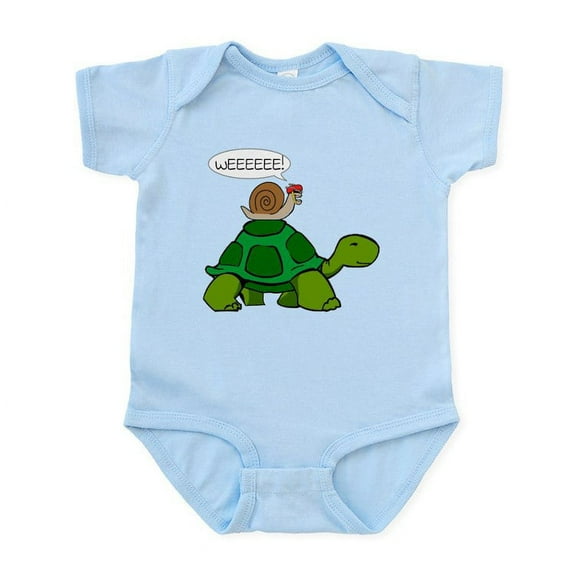 CafePress - Snail On Turtle Body Suit - Baby Light Bodysuit