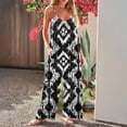 thumbnail image 2 of CaComMARK PI Women's Jumpsuit Clearance 2025 Summer Fashion Casual Rompers Sleeveless Printed Spaghetti Wide Leg Jumpsuit with Pocket Black 6(M), 2 of 5
