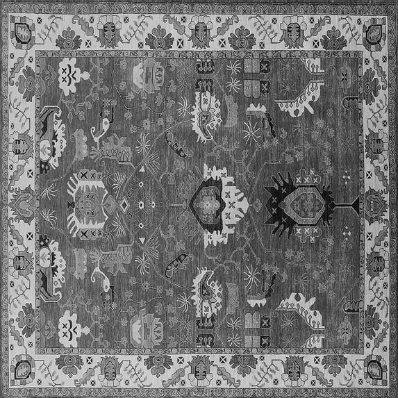 Ahgly Company Indoor Square Oriental Gray Industrial Area Rugs, 7' Square