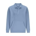 thumbnail image 5 of Otntypg Oversized Athletic Sweatshirts for Women Teen Girls Fall Casual V Neck Long Sleeve Basic Collared T-Shirts Loose Comfy Baggy Pullover Tops with Pockets Light blue L, 5 of 5