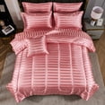 thumbnail image 4 of Black Satin Bed in a Bag 8 Pieces Queen Size Solid Stripe Comforter Set Luxury Silky Bedding Set Soft Lightweight Comforter Set Cooling Bed in a Bag, 4 of 12