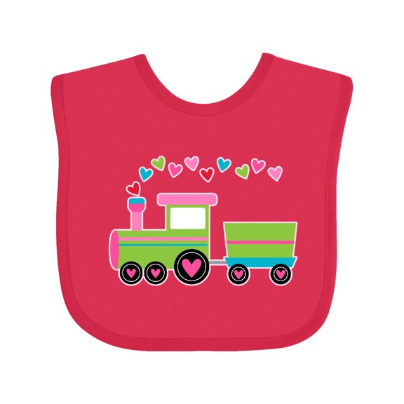 Inktastic Valentine Heart Train Boys or Girls Baby Bib
