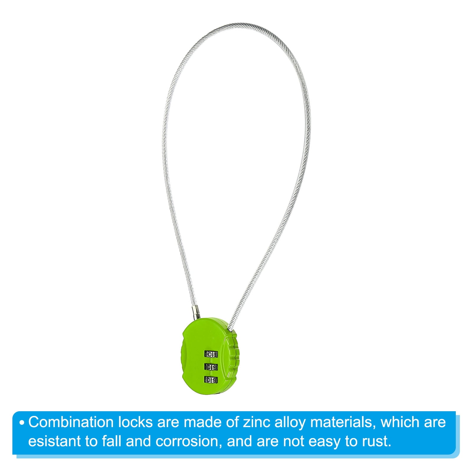 Unique Bargains Small Combination Lock 3 Digits Luggage Padlock for Gym Locker Green 1 Pc