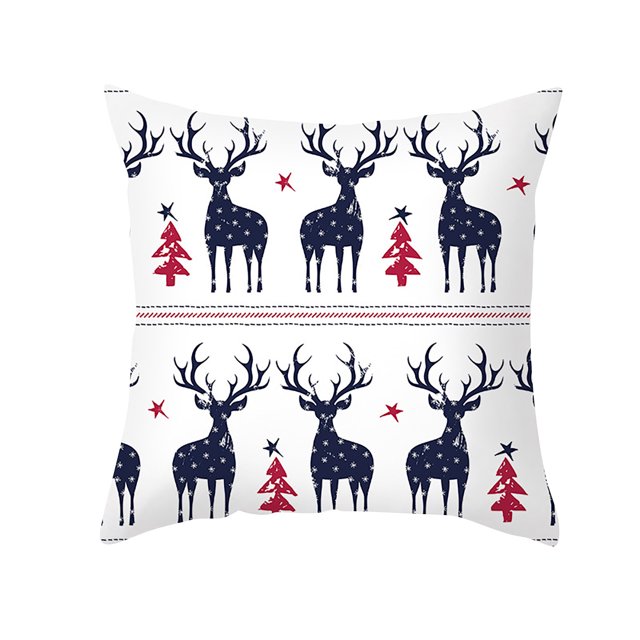 Teissuly Christmas Pillowcase Faceless Doll Dwarf Gnome Goblin Lattice Christmas Tree Snowflake Peach Skin Printed Sofa Pillowcase Teissuly WER202310234761