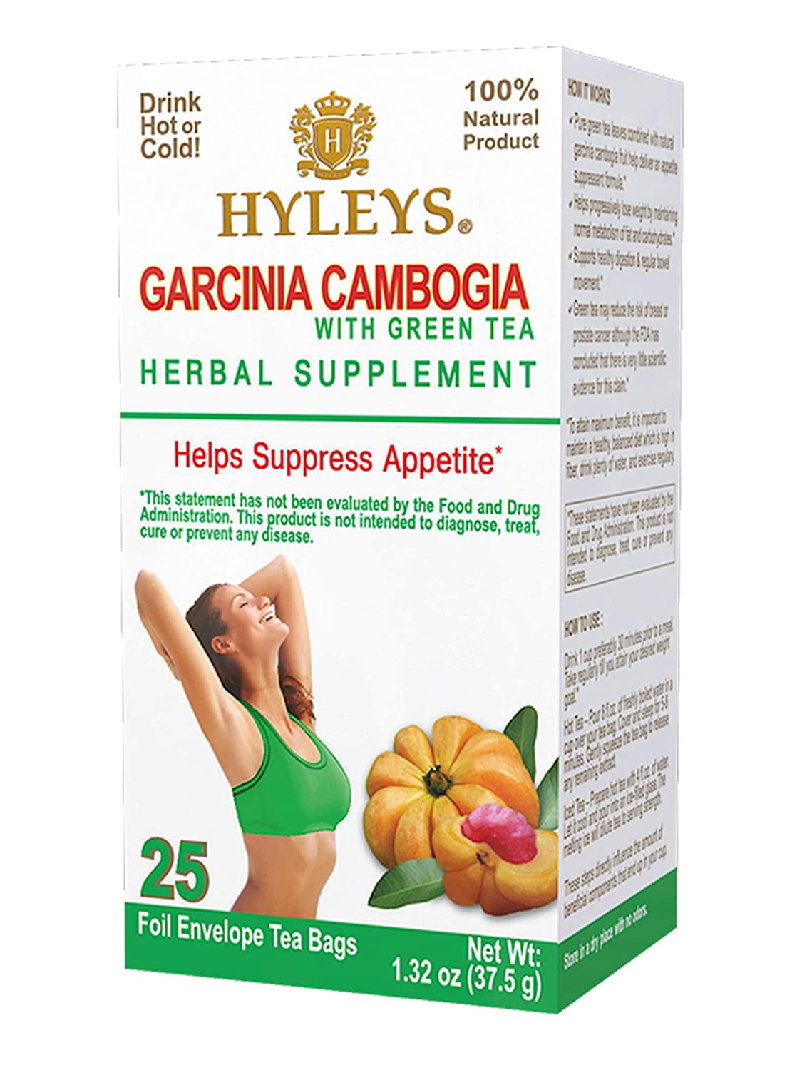 12 Pack of Hyleys Wellness Garcinia Cambogia Green Tea 25 bags (GMO