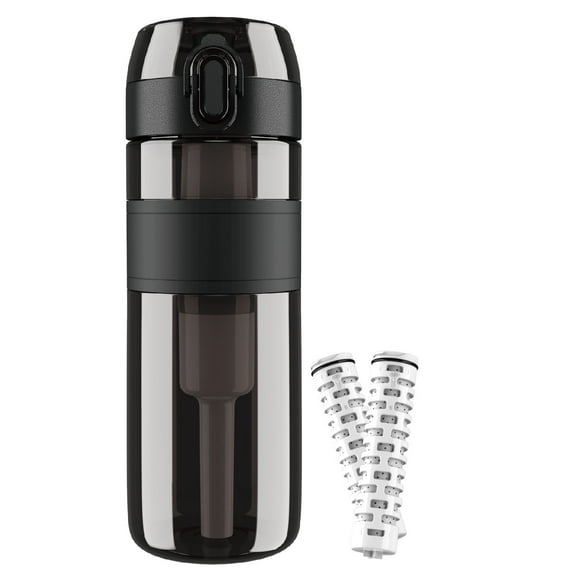 Virus and Bacteria Filtering 16oz Black Water Bottle with Ahlstrom Disruptor Water Filter