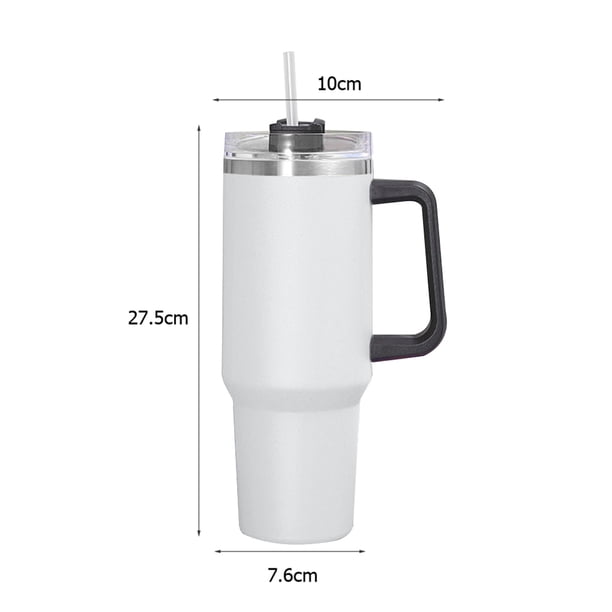 Taza de café de 40 oz de acero inoxidable a prueba de fugas con asa para viajes al aire libre (blanco) Ehuebsd Libre de BPA