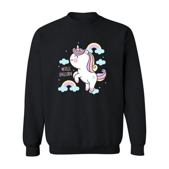 Kawaii Baby Unicorn Jumping Sweatshirt Women -Image by Shutterstock, Female 3X-Large