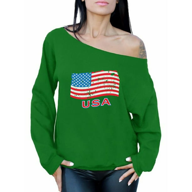 Awkward Styles - Awkward Styles Women's Distressed USA Flag Graphic Off ...