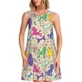 thumbnail image 1 of Easygdp Colorful Poodle Dog para Vestido Transpirable de Mujer, Vestido Suelto de Manga Corta con Pliegues y Bolsillos para el Verano, 1 of 7