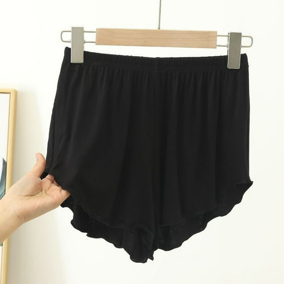 HongQid Modal Lounge Shorts for Women Elastic Waist Casual Sleepwear Lightweight Cozy Pajama Bottom Black 2XL