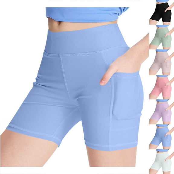 QNANSPI Girls Biker Shorts, Shorts Under Dress, Girls Big Kids Summer Soft Solid Shorts Western Style Elastic Waist Casual Outdoor Play Everyday 5-14 Years
