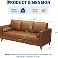 thumbnail image 2 of 81" Leather Couch for Living Room, Mid Century Modern 3-Seater Sofa with Deep Seat, Faux Leather Sofa for Apartment, Home Office, Brown, 2 of 7