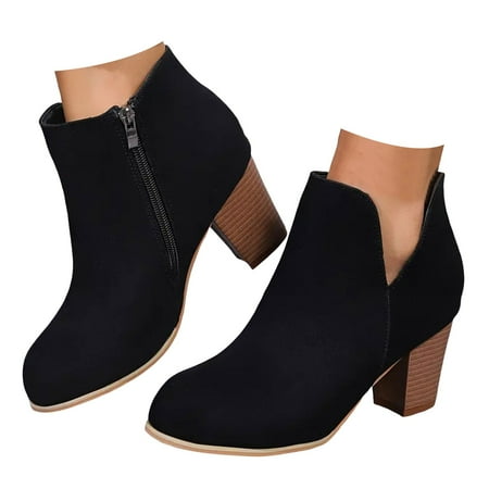 

Mepaouo Boots For Women Pointed Toe Heel Combat Boot Slip on Cutout Cowboy Booties for Anniversery