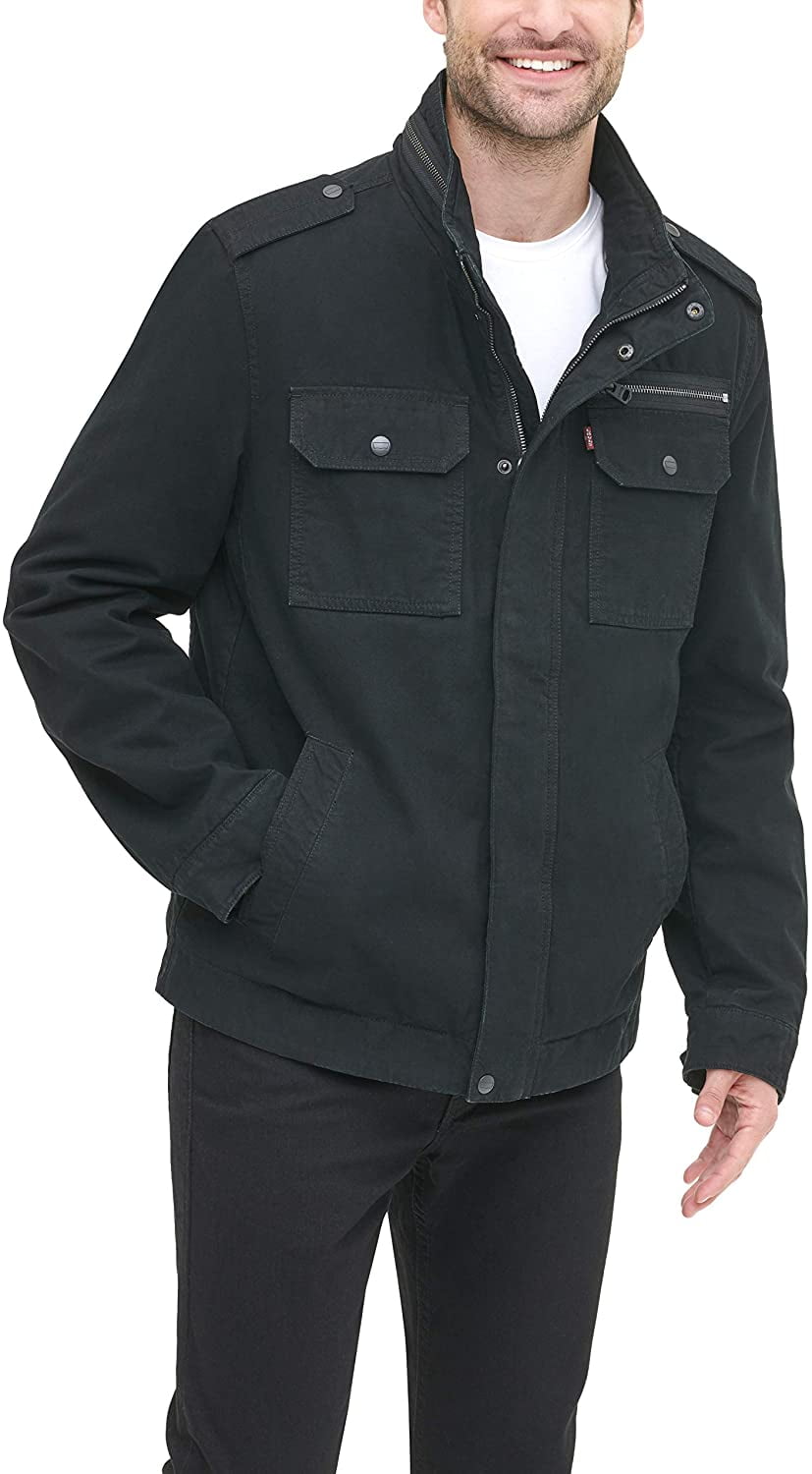 levi's men's washed cotton two pocket military jacket