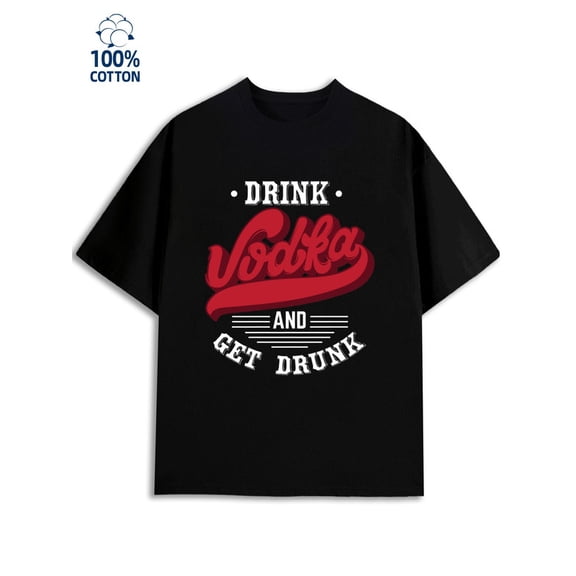 Vodka Drunk Tee men funny humor 180G 100% Cotton black wife y2k Retro Unisex Shirt Short Sleeve tshirts Unique Design Unisex Shirt Cotton tshirts Original Unisex Shirt Graphic tshirts