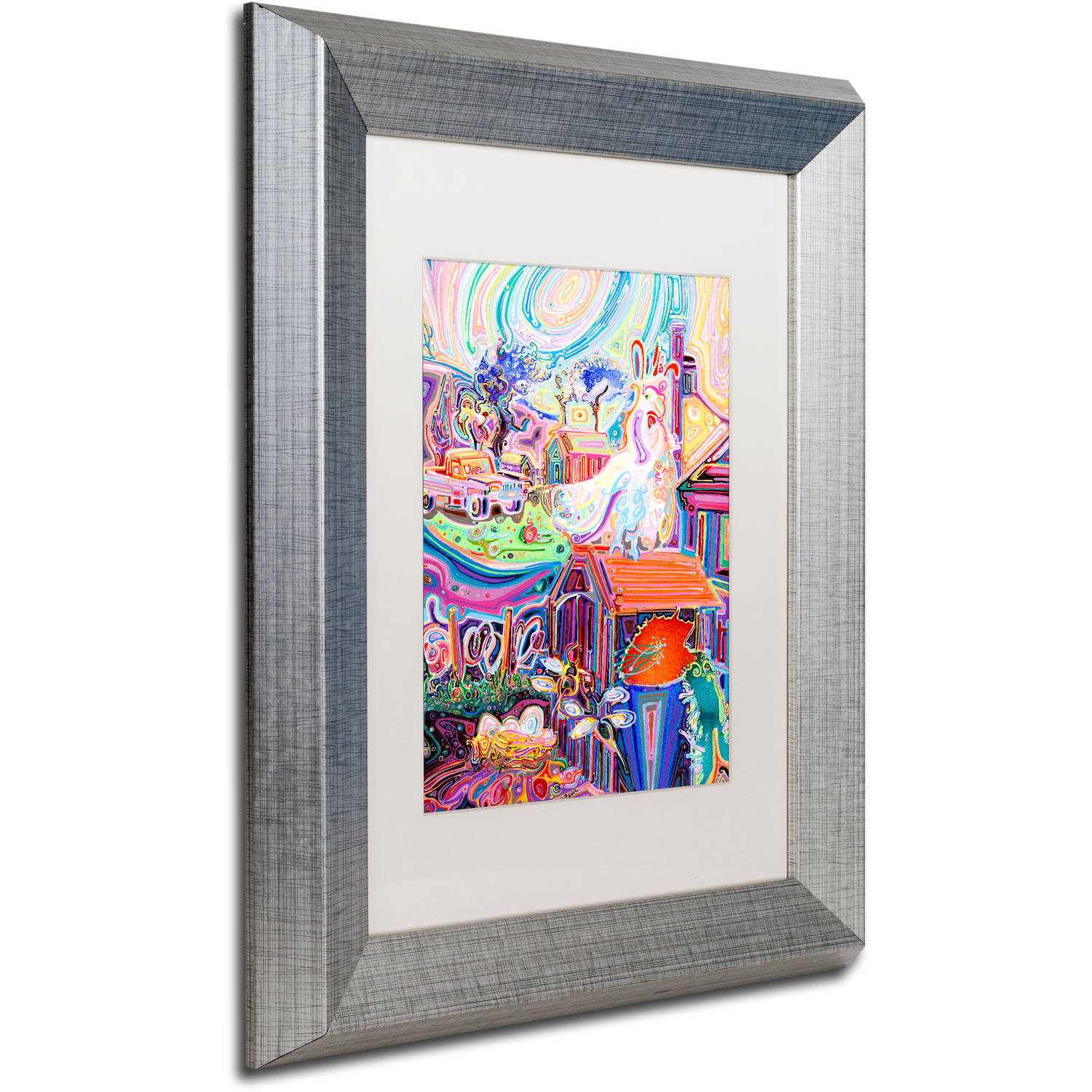 Trademark Fine Art "Poppycock" Canvas Art by Josh Byer, White Matte, Silver Frame