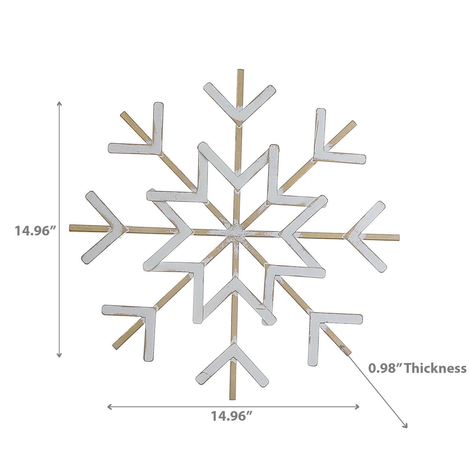 White And Gold Metal Snowflake Wall Decor Small