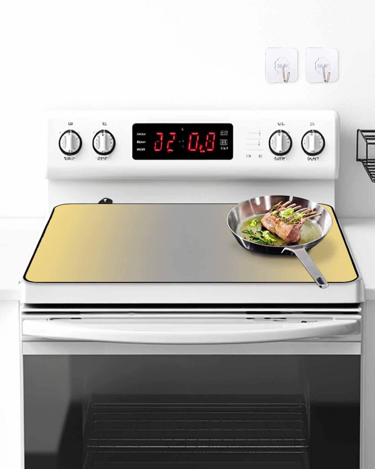 Stove Top Covers for Electric Stove, Yellow Gray Ombre Glass Stovetop Cover Protector, Modern Gradient Abstract Art Induction Cooktop Protector Oven Mat for Kitchen Countertop 28.5"x20.5"