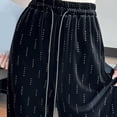 thumbnail image 6 of DHFJKG Velvet Wide Leg Pants Women Glitter Rhinestone High Waist Comfortable Drawstring Sweat Pants Baggy Streetwear Trendy Trousers, 6 of 8