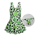 thumbnail image 5 of Xixirimido Shamrock Leopard Green Print Girls One Piece Swimsuits with Skirt Sleeveless Modest Skirted Swimwear with Built-in Shorts UPF 50+ Bathing Suit for St. Patrick's Day, 12-13 Years, 5 of 7