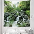 thumbnail image 1 of Japanese Tapestry, Yard Little Lake Between Trees Stones in Autumn Season Natural Wilderness, Fabric Wall Hanging Decor for Bedroom Living Room Dorm, 5 Sizes, Green White, by Ambesonne, 1 of 1