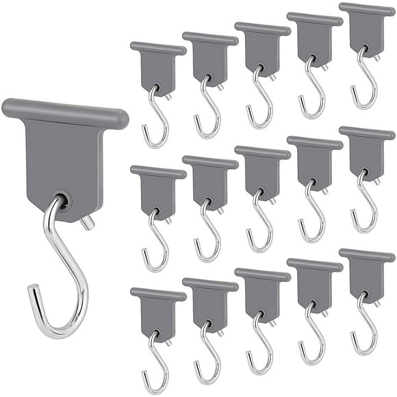RV Awning Hooks,16Pcs Awning S Hook Hangers RV Party Light Hangers for Camping Tent Motorhome(Grey)