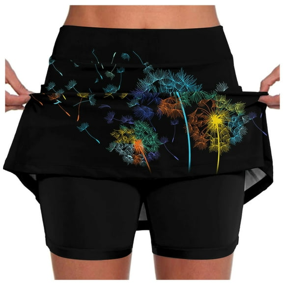 Fgnfyis Womens Casual Solid Tennis Pocket Skirt Yoga Sport Active Skirt Shorts Skirt Skirts for Women Black XL