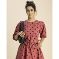 thumbnail image 5 of Moomaya Round Neck Skater Printed Cotton Dress - Women's Trendy Skater Dress, 5 of 9