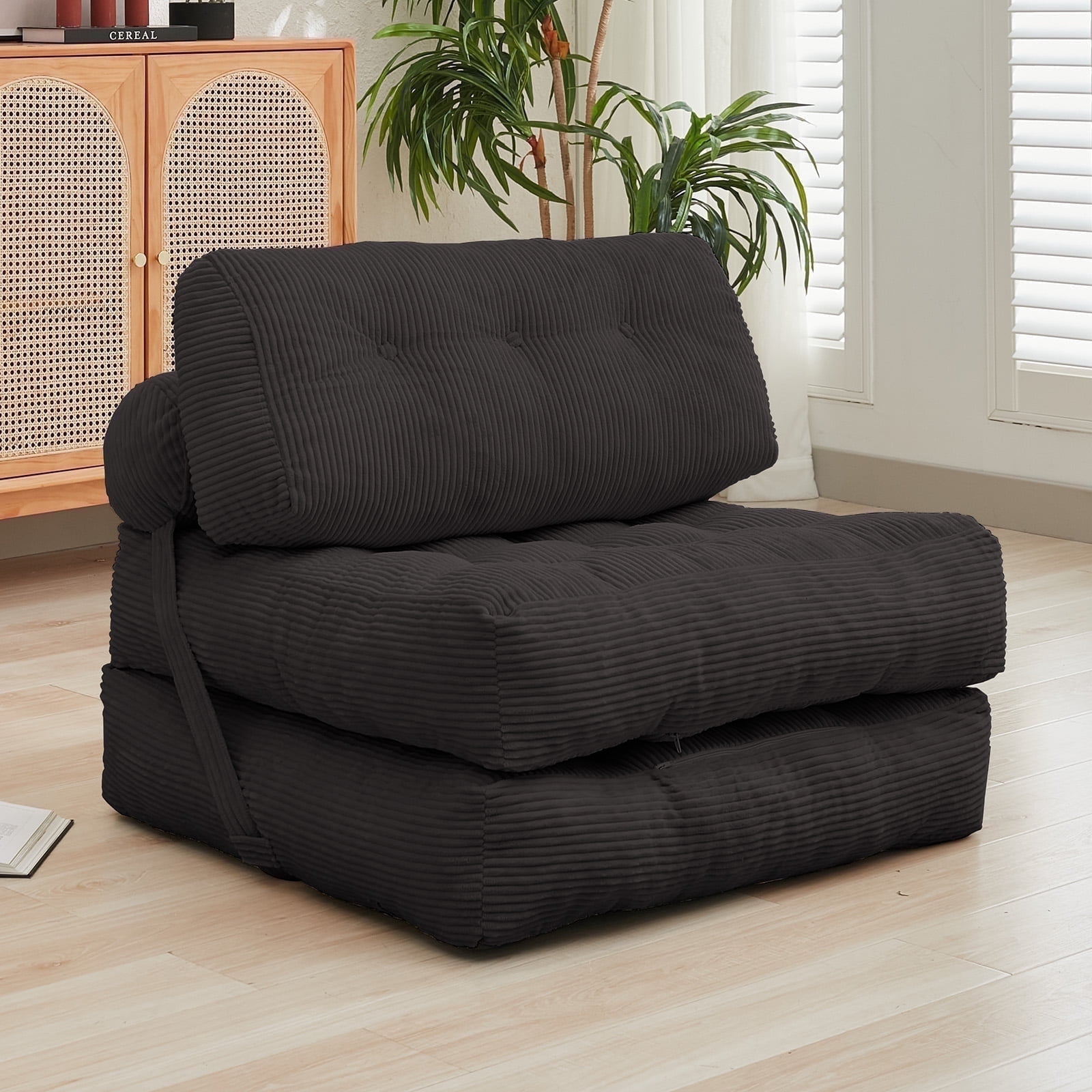 BYBYME Folding Sofa Bed, Convertible Floor Chair Bed for Adults