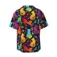 thumbnail image 2 of Wukai Colorful Cats Men's Casual Short-Sleeve Button Down Shirt - Lightweight Summer Dress Shirt for Daily Wear-Medium, 2 of 7