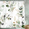 thumbnail image 4 of Sage Green Shower Curtain 72Wx72H, Botanical Eucalyptus Leaf Light Green Gold Bathroom Curtain, Watercolor Plants Earthy Spring Shower Curtain Sets with 12 Pack Hooks Ideal for Bathroom, 4 of 6
