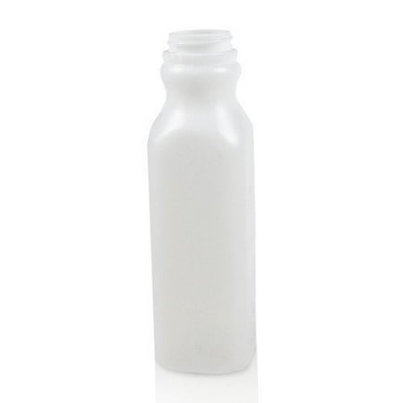 16 Ounce Plastic Lid - Clear 16 Ounce HDPE Plastic Juice Bottle Base with White Lids - 25 Pack