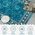 thumbnail image 3 of GlowSol 4' x 6' Washable Rug Modern Border Rug Geometric Border Rug Non-Slip Low Pile Rug Indoor Floor Carpet for Dorm Playroom, Blue Green, 3 of 6