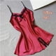 thumbnail image 2 of Camisón de encaje con cuello en V y espalda descubierta, camisón sedoso, ropa de dormir para mujer, rojo vino, M Vogacara AP001175-02B, 2 of 7
