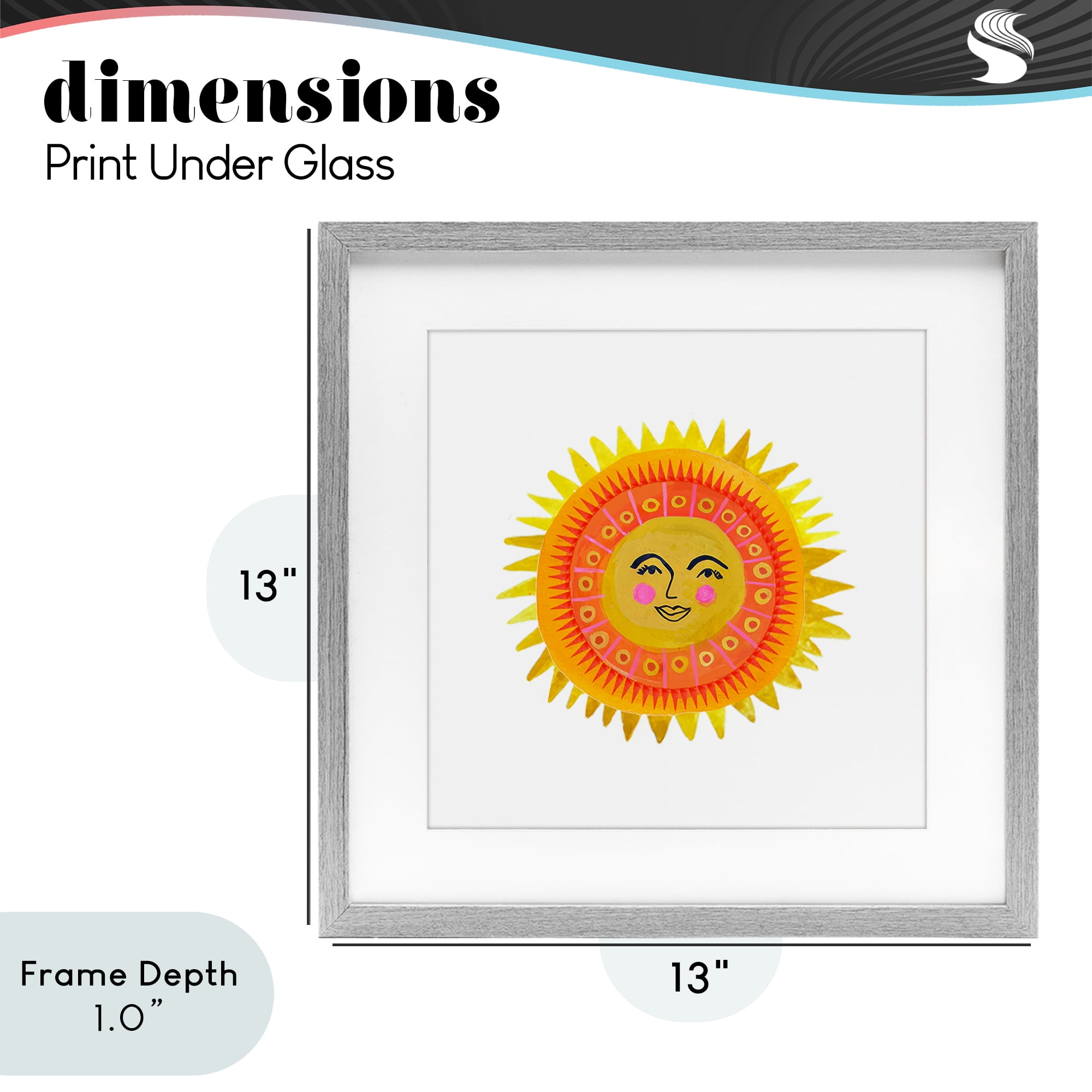 Stupell Industries Eccentric Bohemian Sun Gray Framed Print Under Glass, design by Katherine Herrell Studio