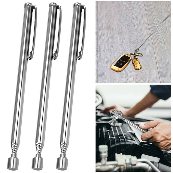 Ikoopy 3Pcs Telescoping Magnetic Grabber Metal Extendable Magnet Pickup Tool 4.92-25.59 Inch Adjustable Magnetic Grabber Stick with Pocket Clip Magnetic Retrieval Tool for Screws