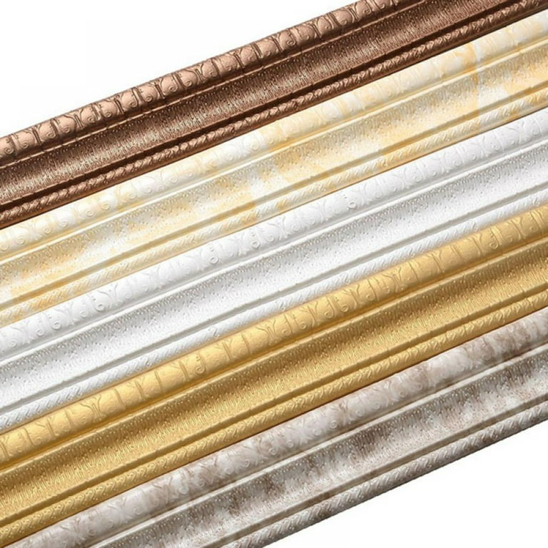  Wall Edging Strip Self Adhesive 3D Border Waterproof Wall  Decor, 15ft Wallpaper Wall Panels Peel Off and Stick for  Bathroom/Kitchen/Living Room Ceiling Border Door Frame Waist Line (Color :  Gold) 