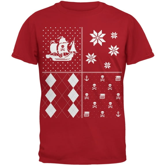 Pirates Festive Blocks Ugly Sweater Red Youth T-Shirt