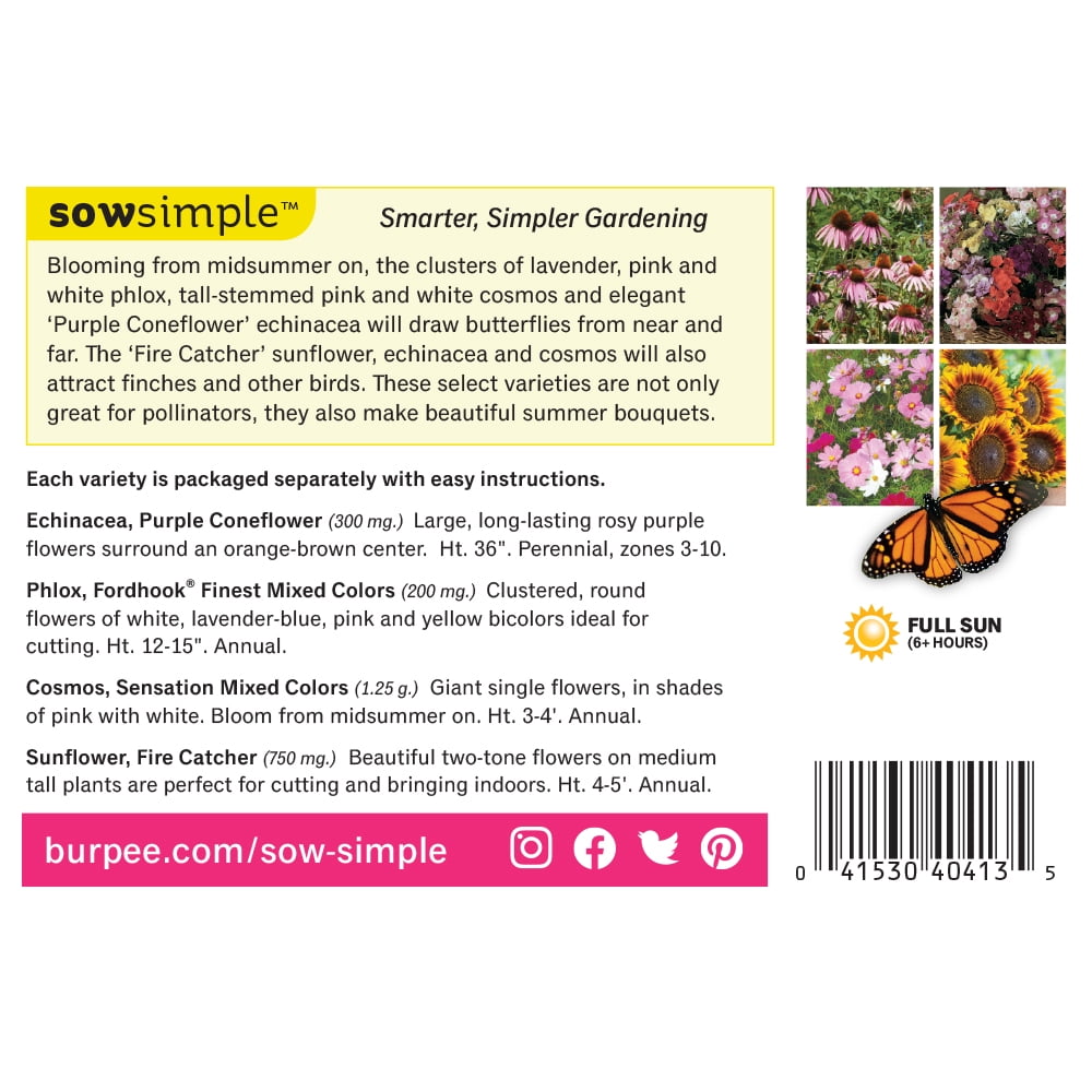 Burpee Bird and Butterfly Garden Starter Garden Flower Seed Collection, 1-Pack